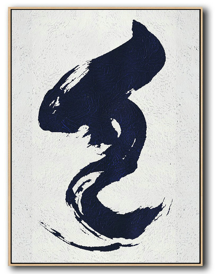 Huge Abstract Painting On Canvas,Buy Hand Painted Navy Blue Abstract Painting Online,Textured Painting Canvas Art